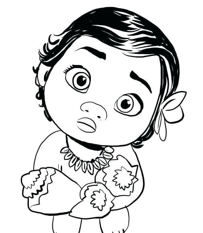 Adorable Moana Free Coloring Page