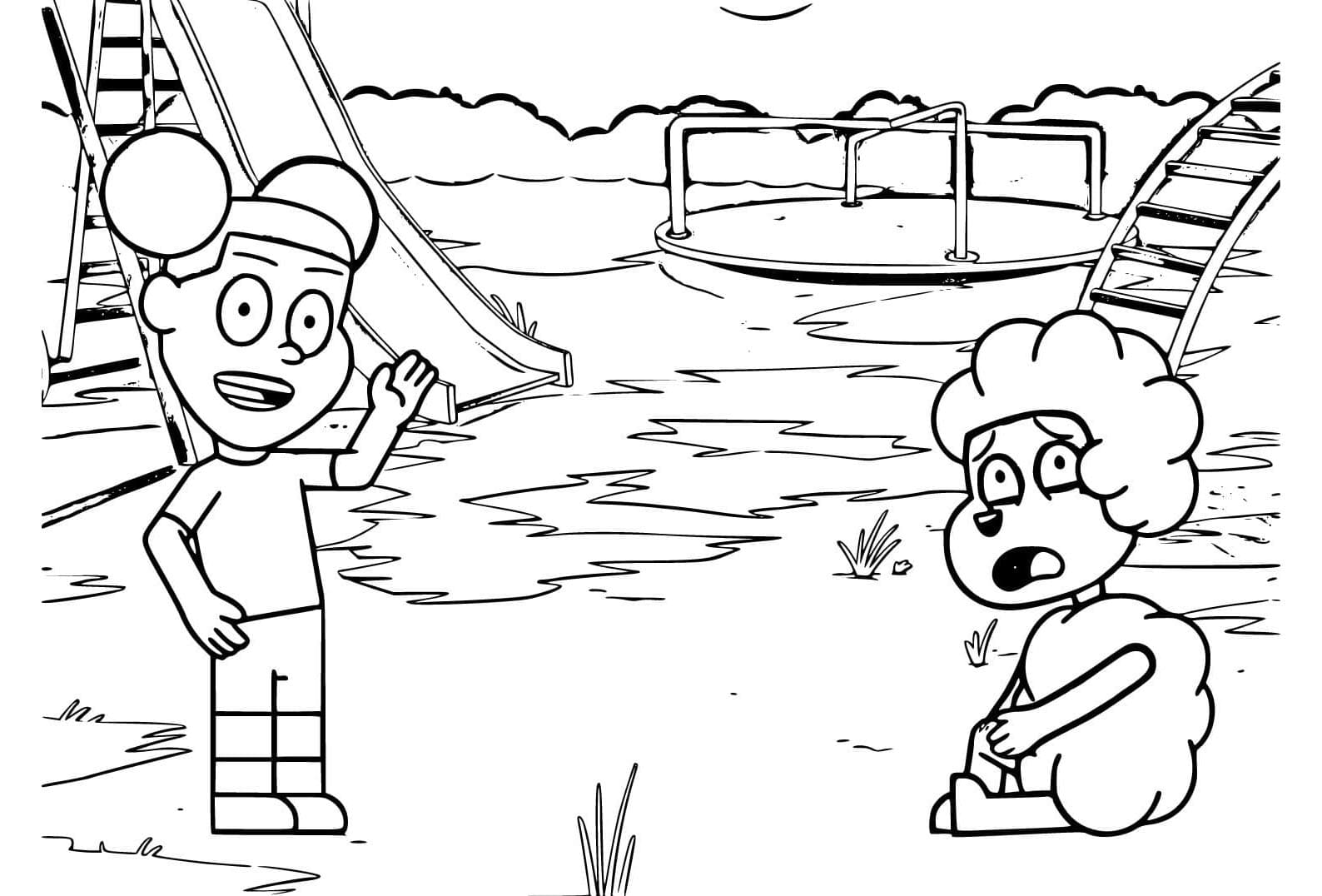 Amanda and Wooly Explorers United Coloring Page