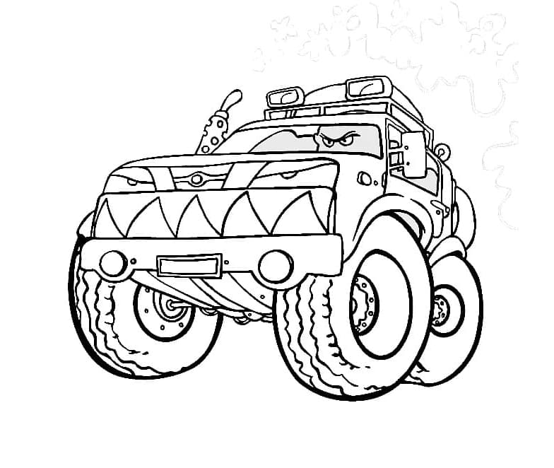 Angry Monster Truck Free For Kids Coloring Page