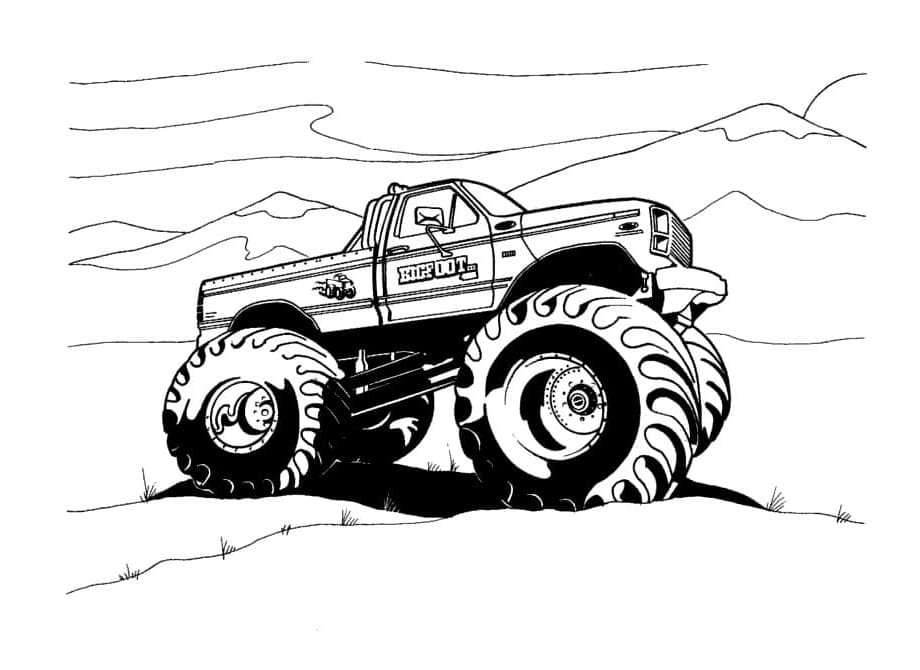 Awesome Monster Truck Free For Kids Coloring Page