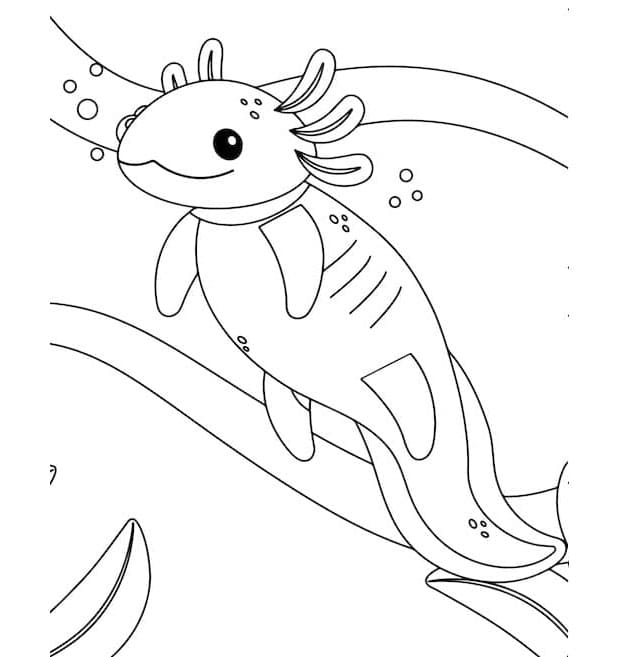 Axolotl Adorable Aquatic Motion Coloring Page