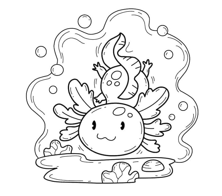 Axolotl Aquatic Adventures for Kids Coloring Page