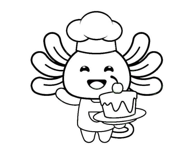 Axolotl Aquatic Celebration Coloring Page