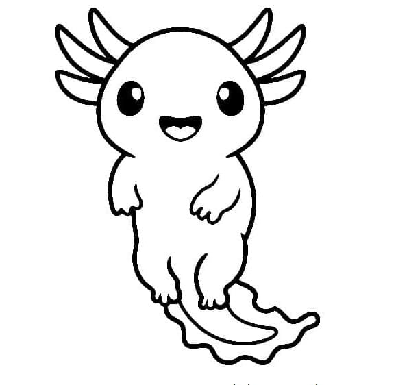 Axolotl Bright and Happy Aquatic Creature Coloring Page