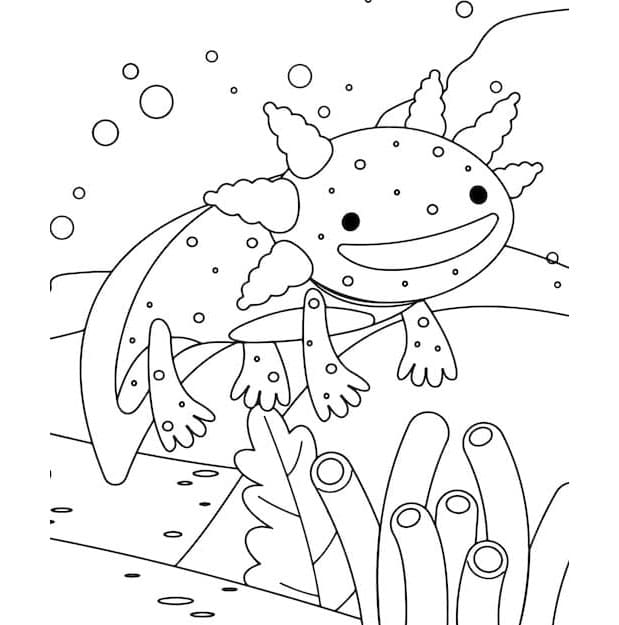 Axolotl Bring Aquatic Charm to Paper Coloring Page