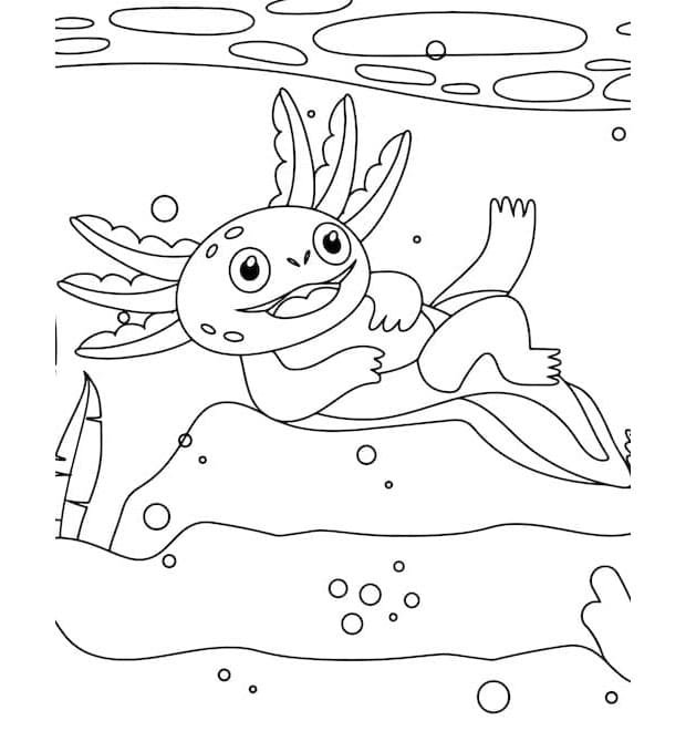 Axolotl Bringing Smiles to the Deep Coloring Page