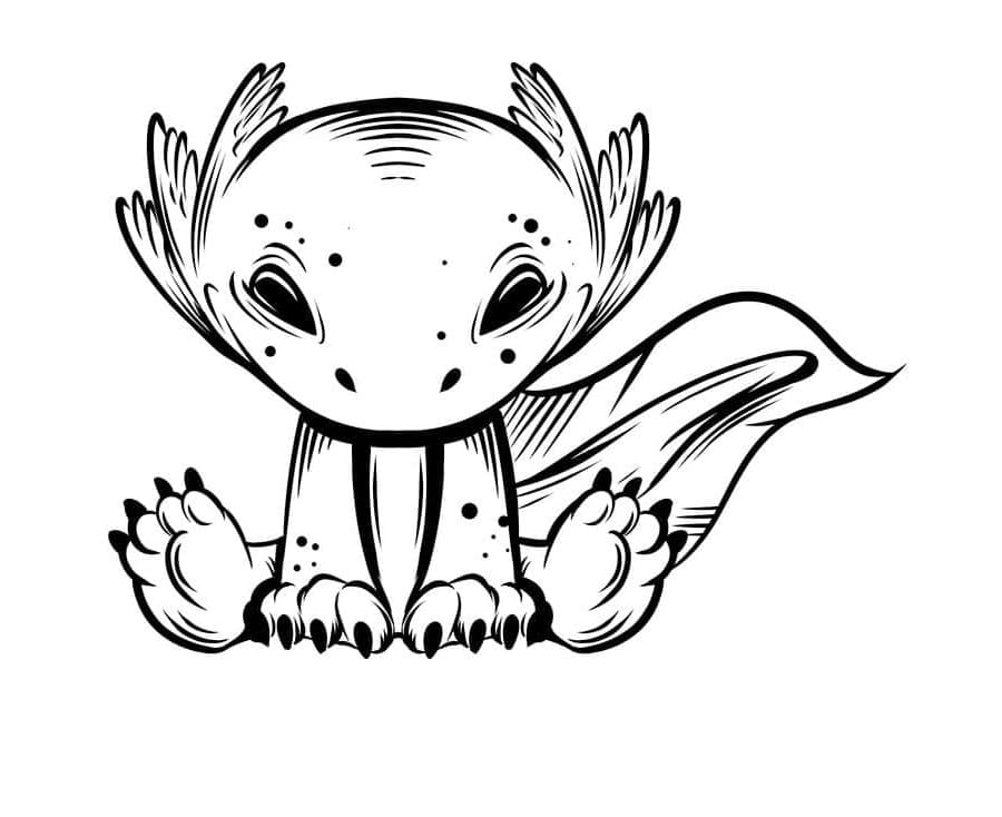 Axolotl Colorful Underwater Companion Coloring Page