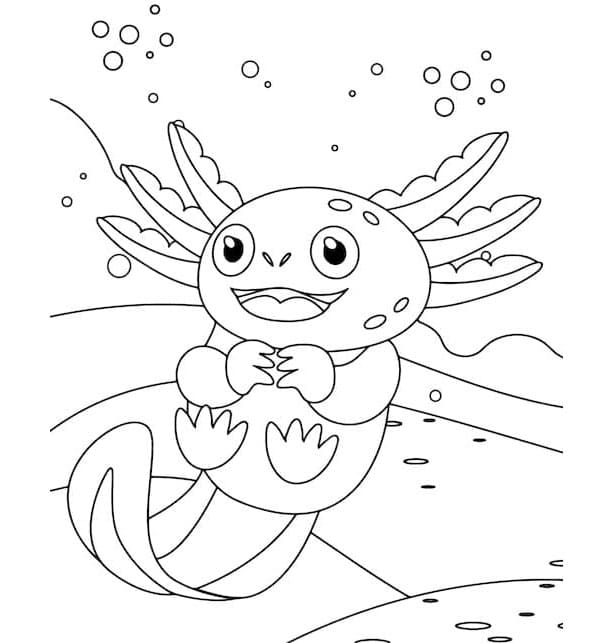 Axolotl Delightful Aquatic Art Coloring Page