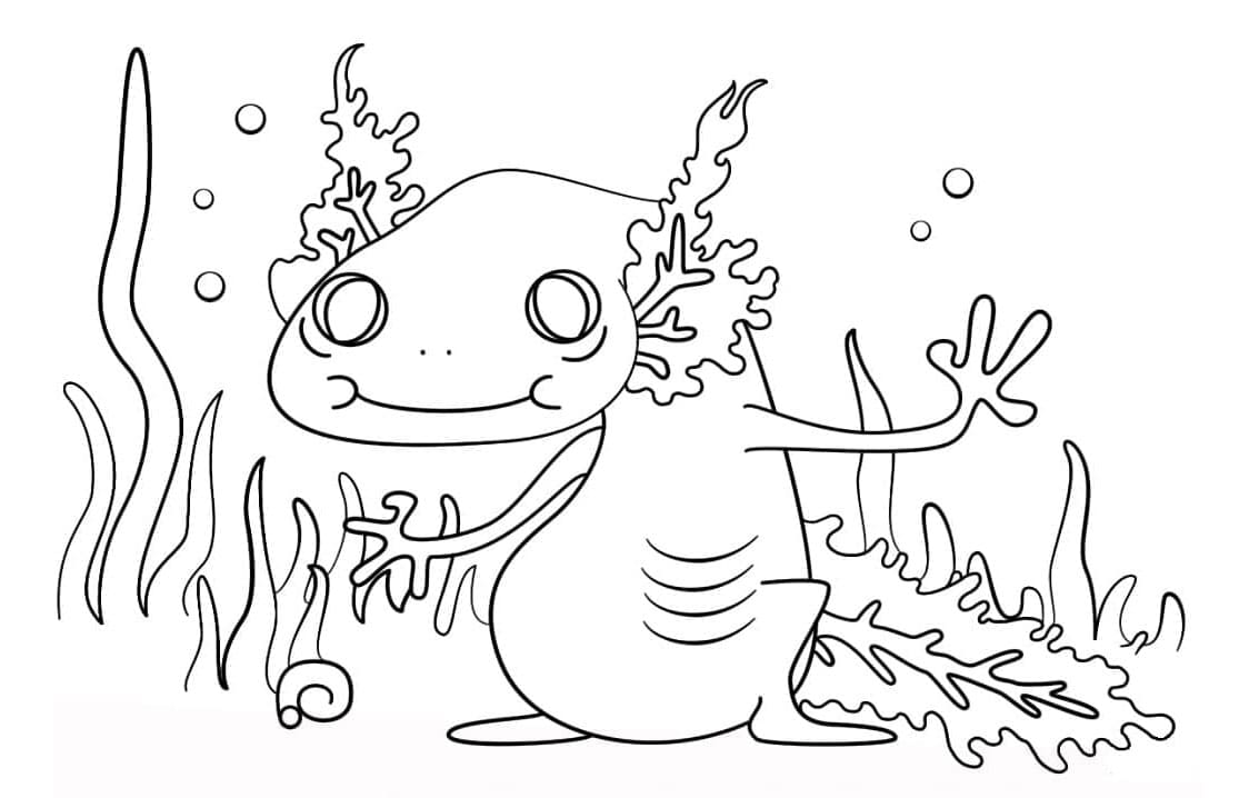 Axolotl Humorous Aquatic Character Coloring Page