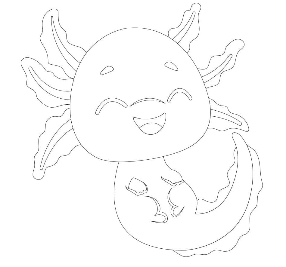 Axolotl Joyful Expression Coloring Page