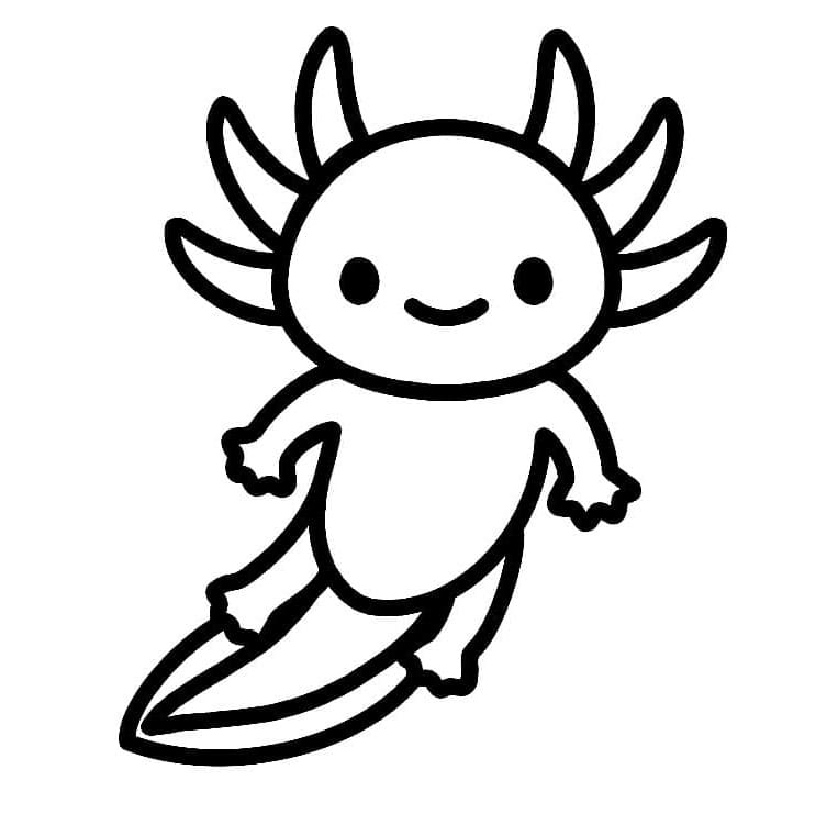 Axolotl Minimalistic Aquatic Design Coloring Page