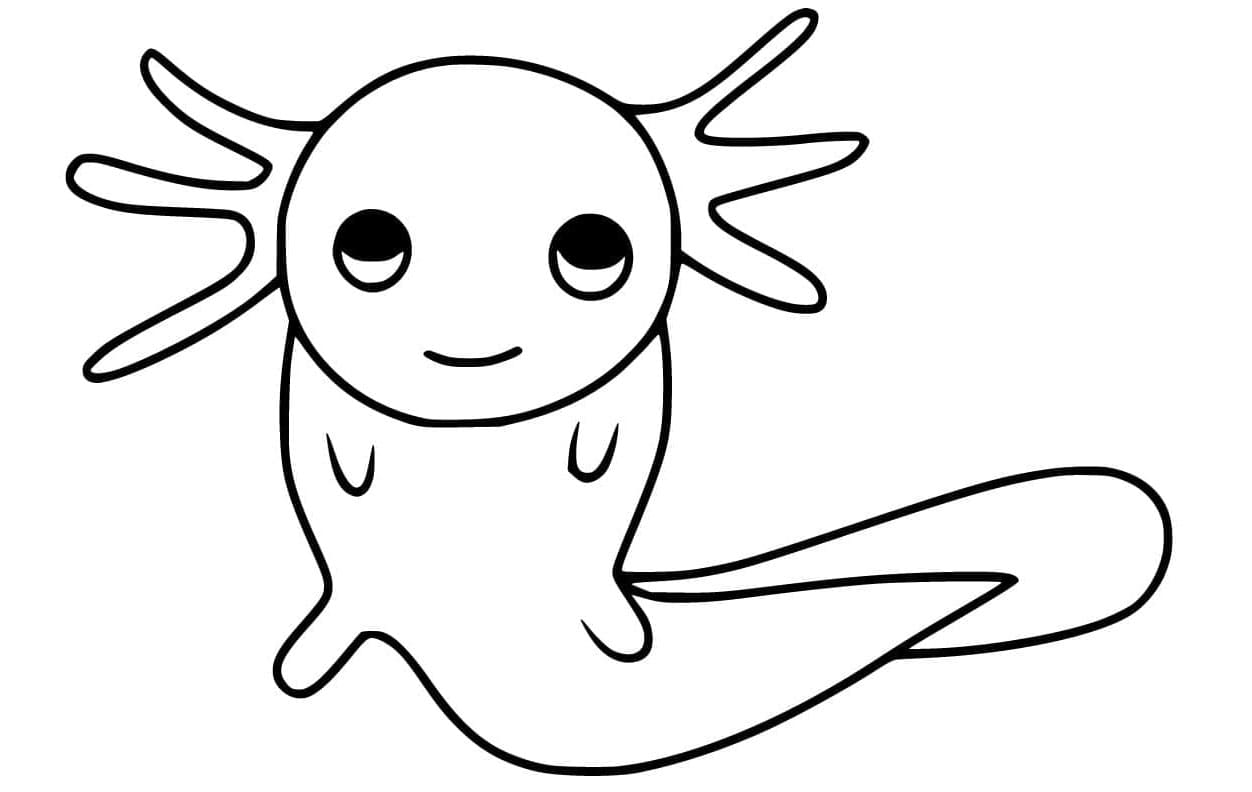 Axolotl Simple Aquatic Charm Coloring Page