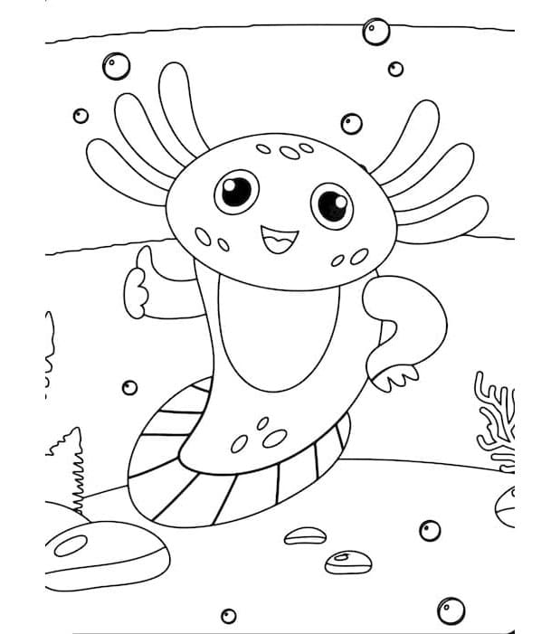 Axolotl Tiny Aquatic Explorer Coloring Page