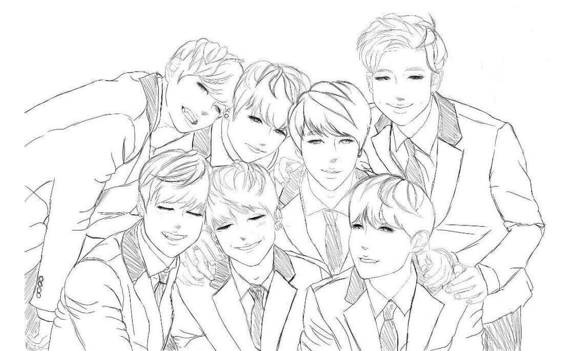 BTS Free Printale Coloring Page