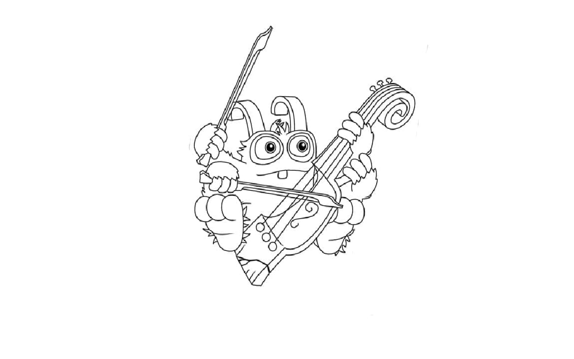 Baby Bowgart My Monsters Play Violin Coloring Page