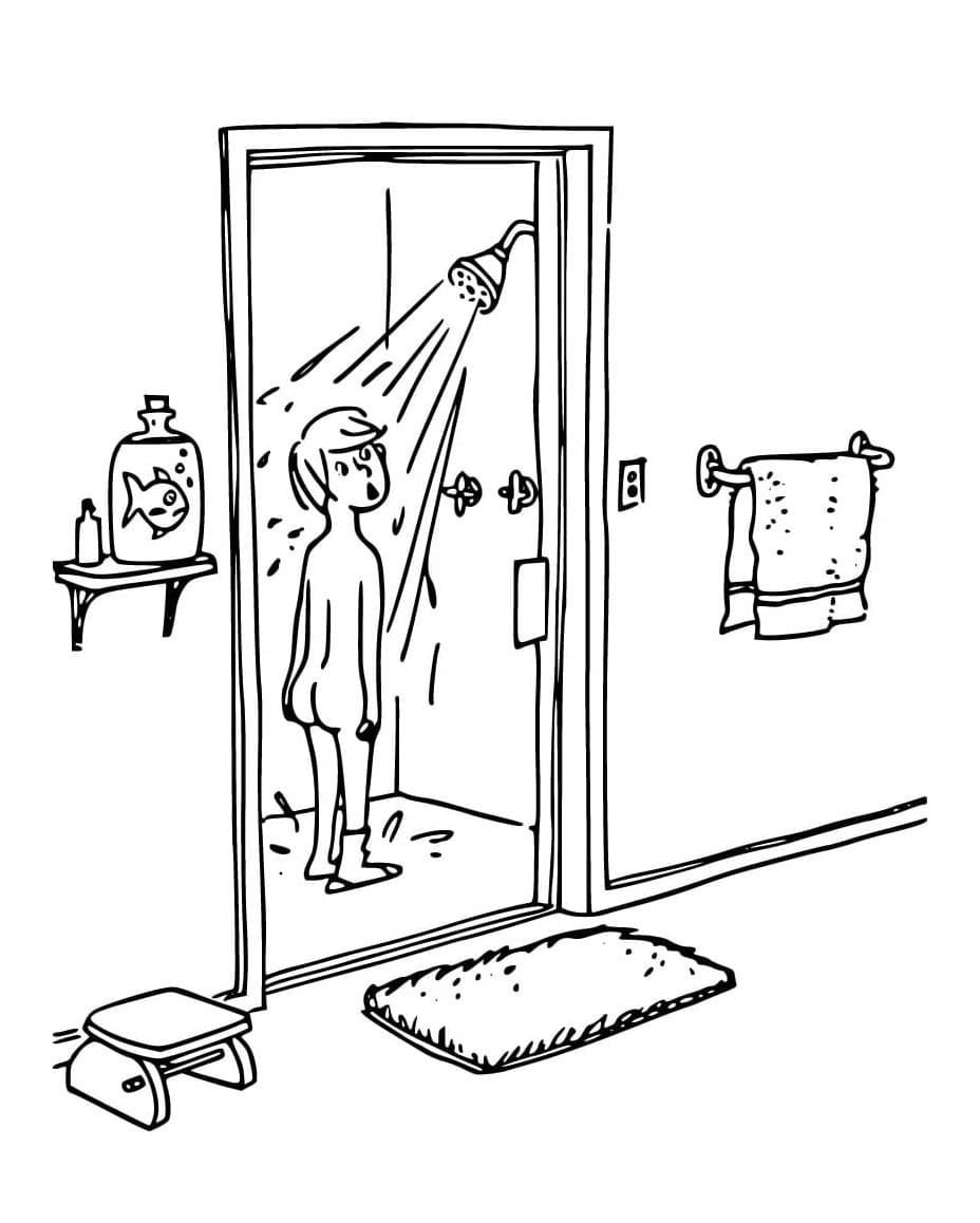 Bathroom Adventures on Wacky Wednesday Coloring Page