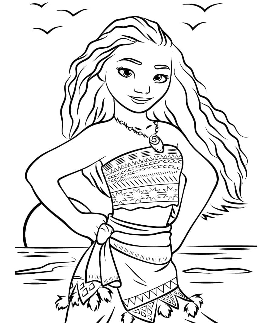 Beautiful Moana Free Printable Coloring Page