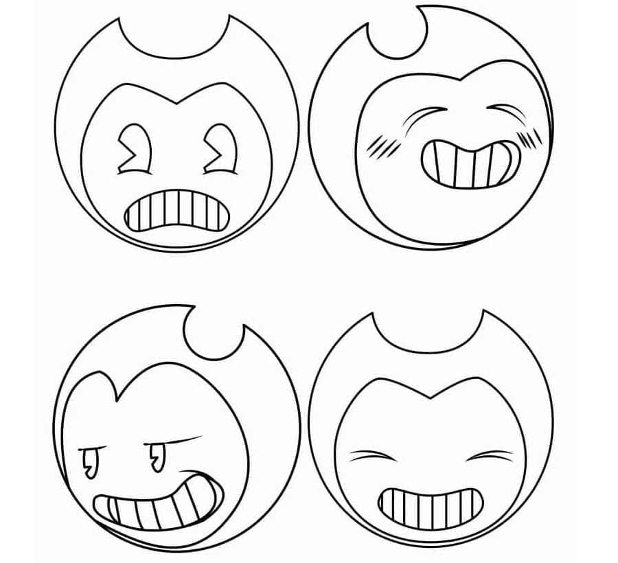 Bendy Expressions Animated icons Coloring Page