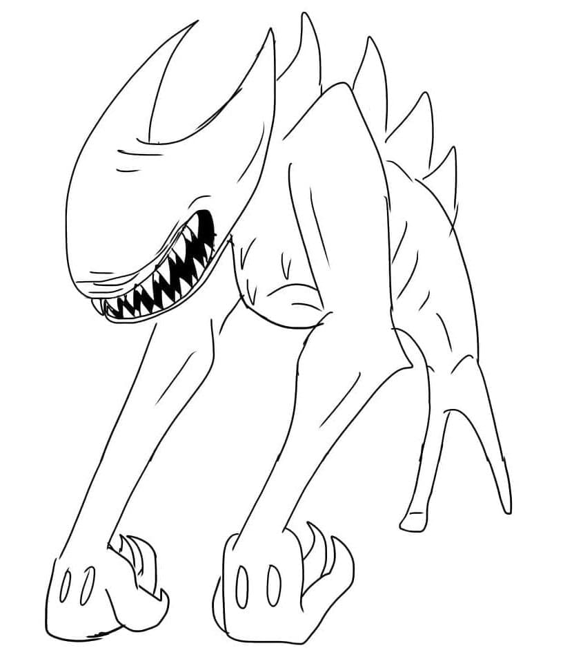 Bendy's Monstrous Form Coloring Page