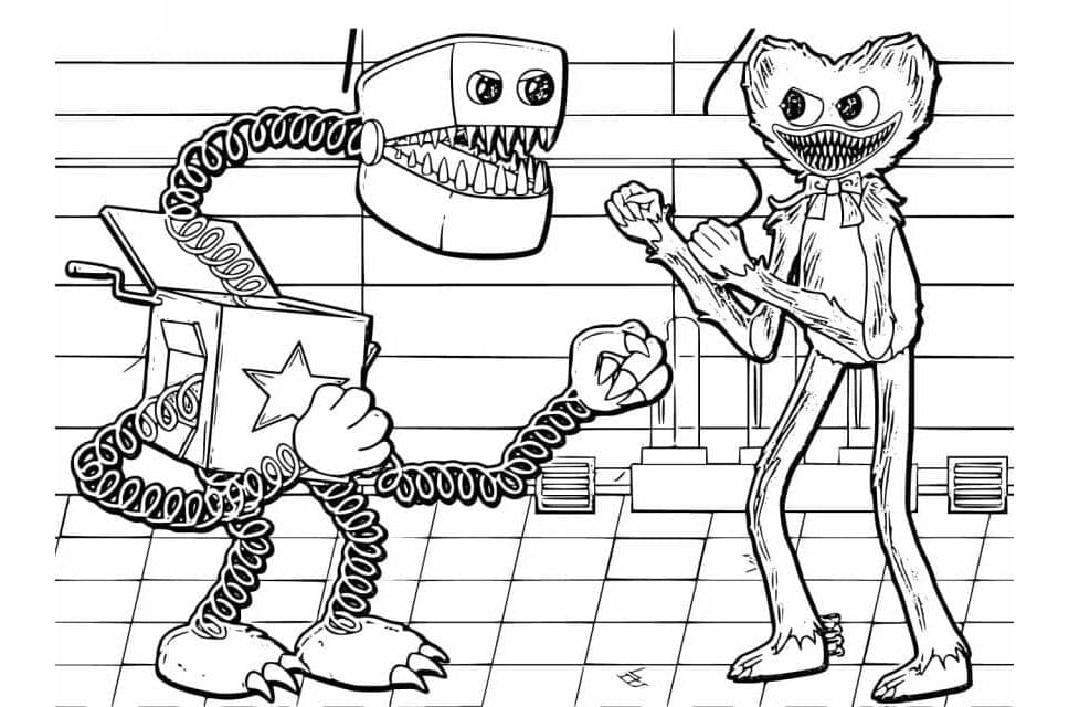 Boxy and Huggy Harmony Coloring Page