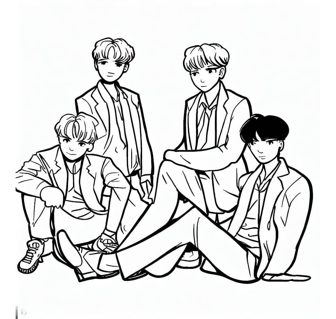 Boys from BTS Free Printable Coloring Page