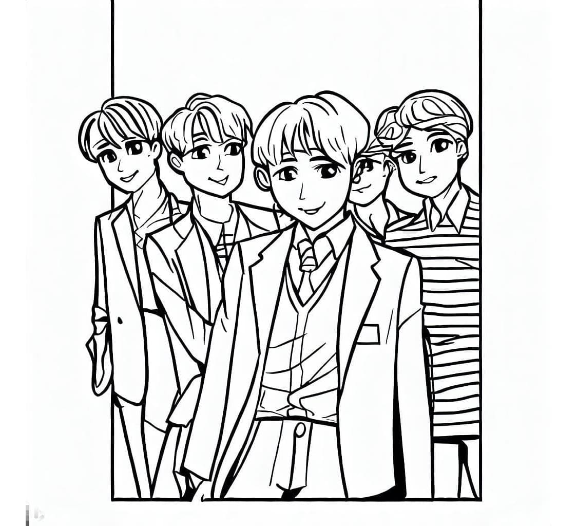 Boys in BTS Free Printable Coloring Page