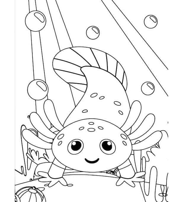 Cartoon Whimsical Aquatic Character Coloring Page