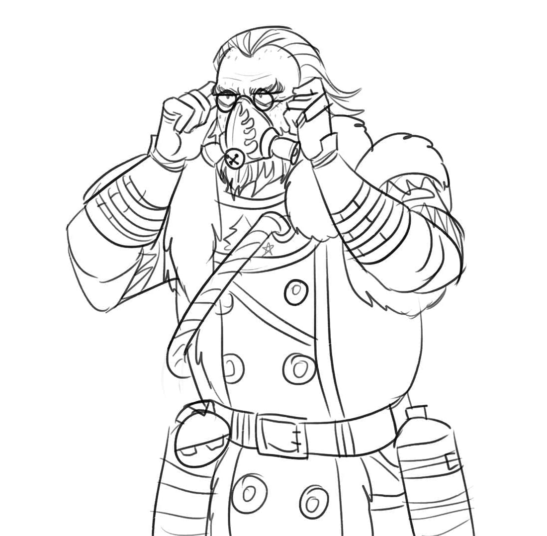 Caustic From Apex Legends Free Coloring Page