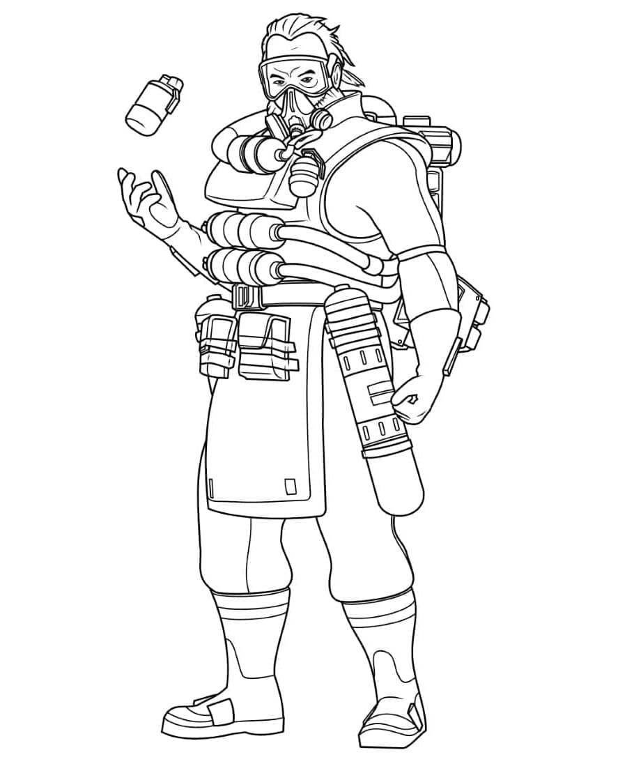 Caustic from Apex Legends Free Print Coloring Page