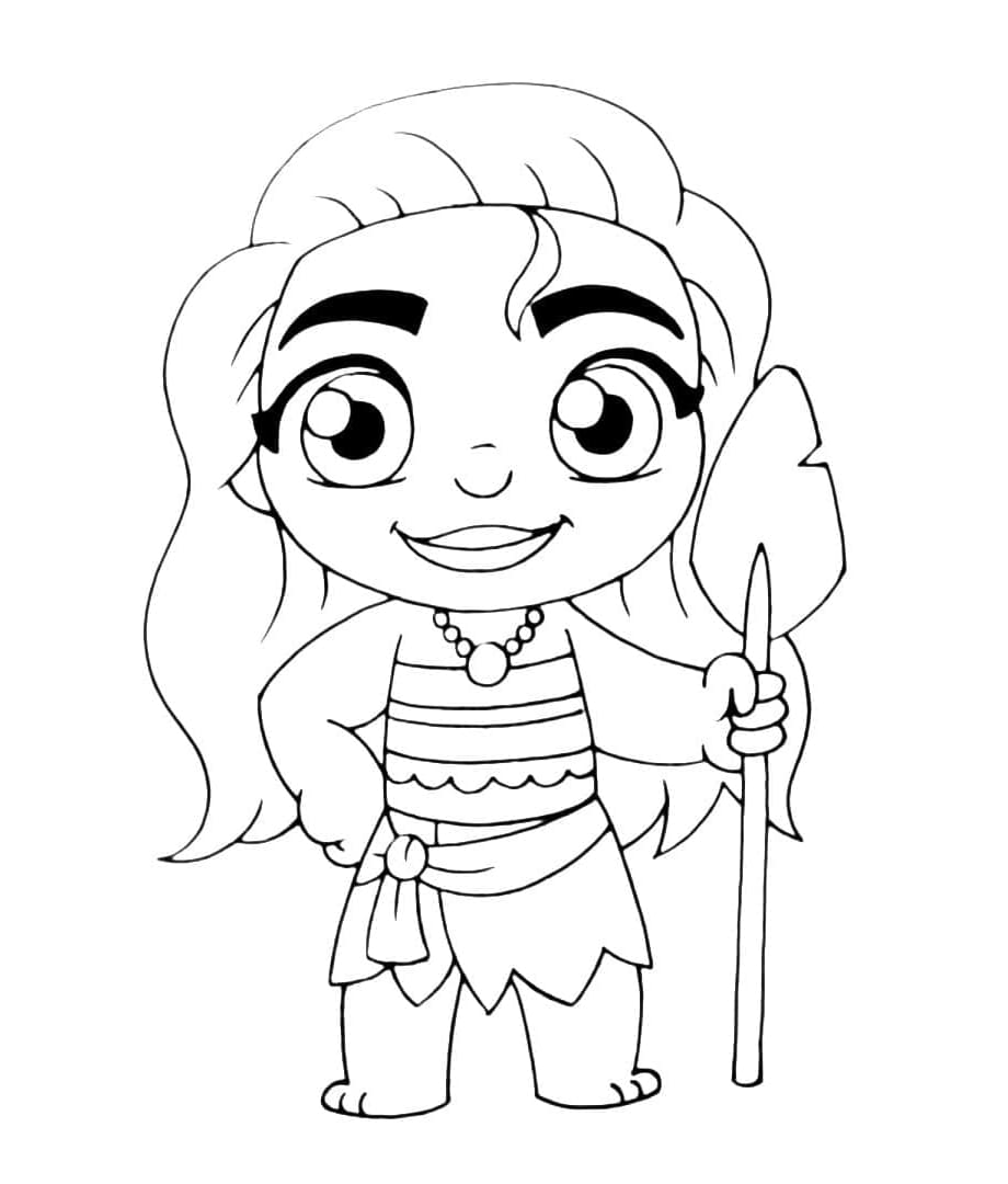 Chibi Moana Free For Kids Coloring Page