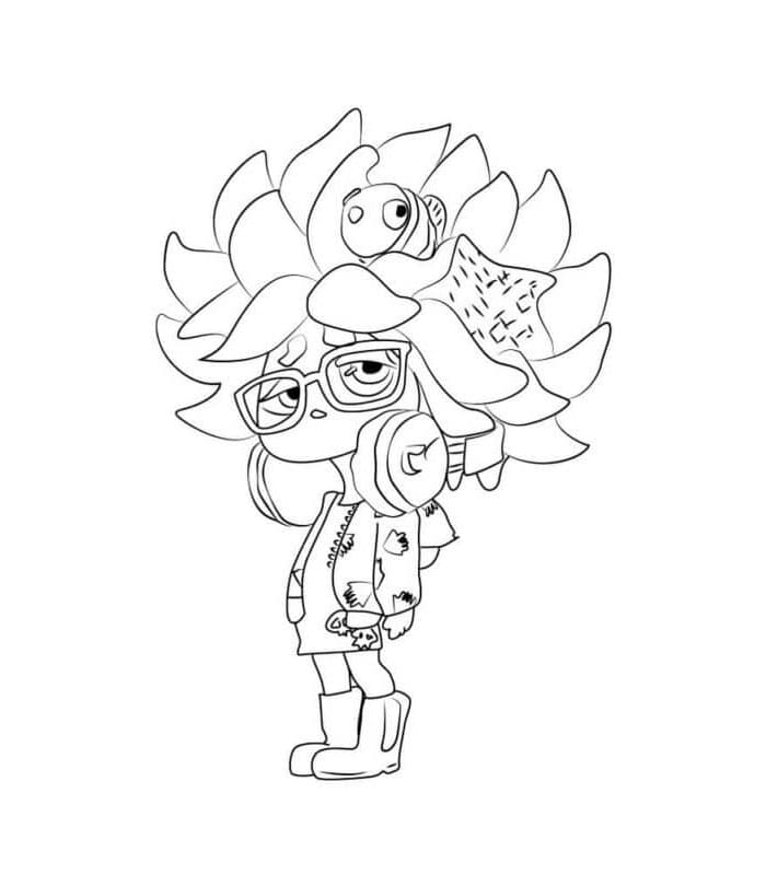 Chic Squid and Fish Hairstyles Coloring Page