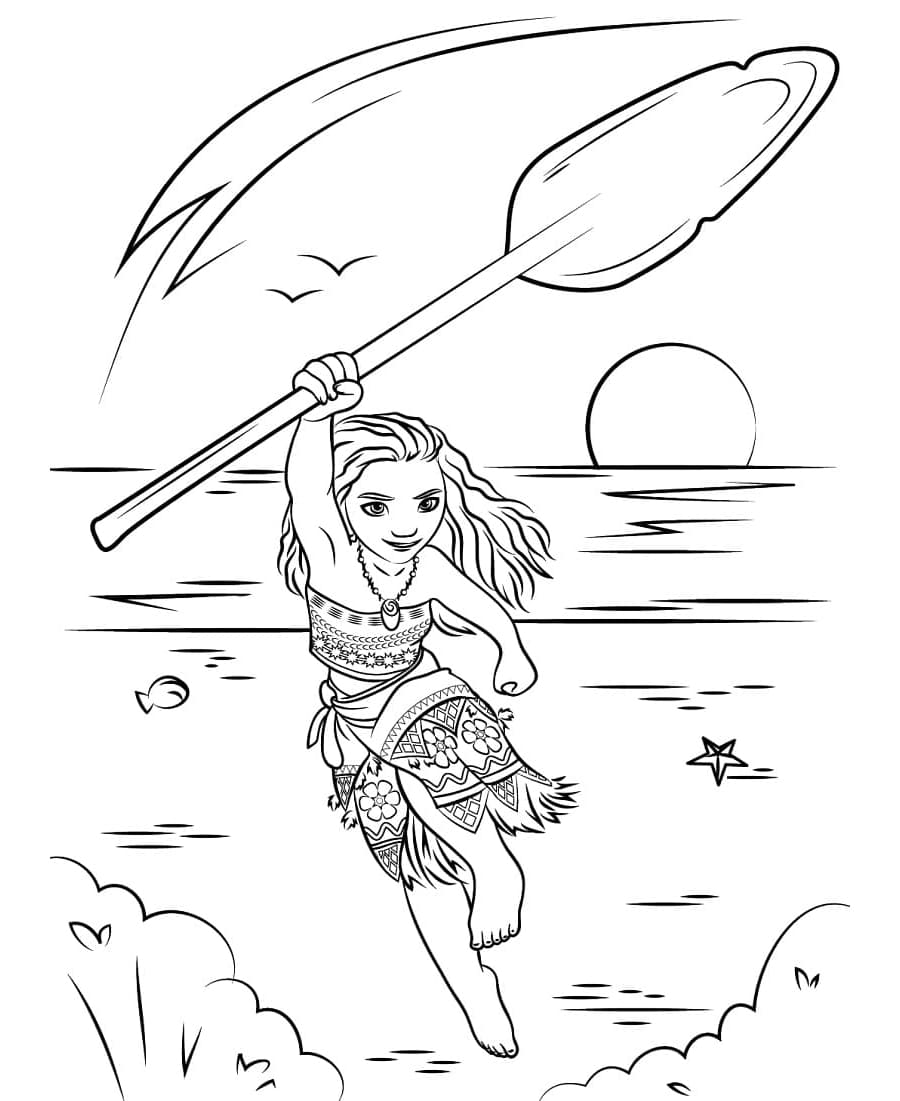 Cool Moana Free Printable Coloring Page