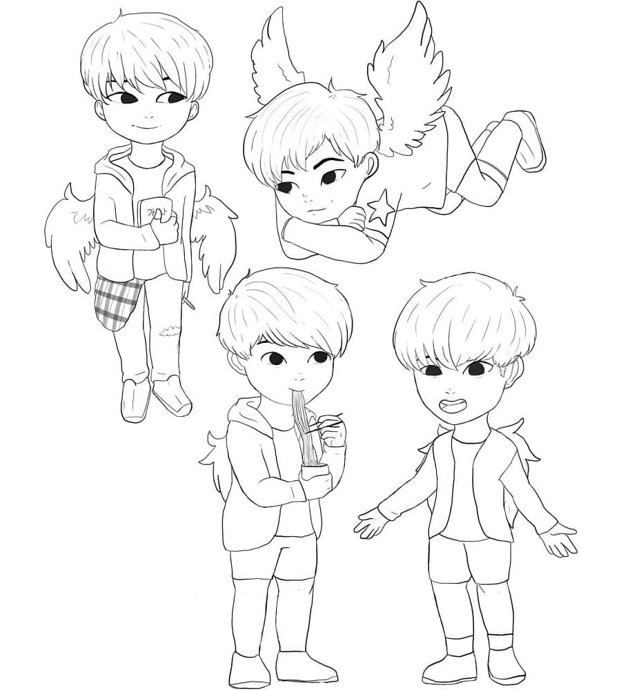 Cute BTS Free Printable Coloring Page