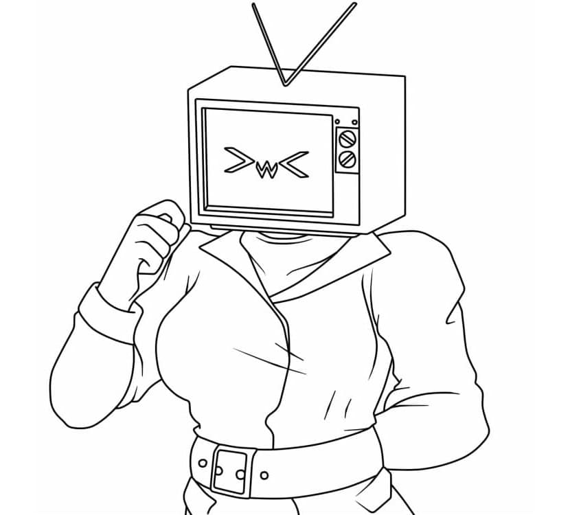 Cute TV Woman Free Printable Coloring Page