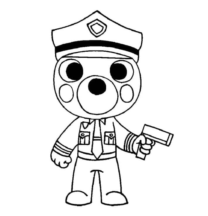 Doggy Piggy Officer Coloring Page