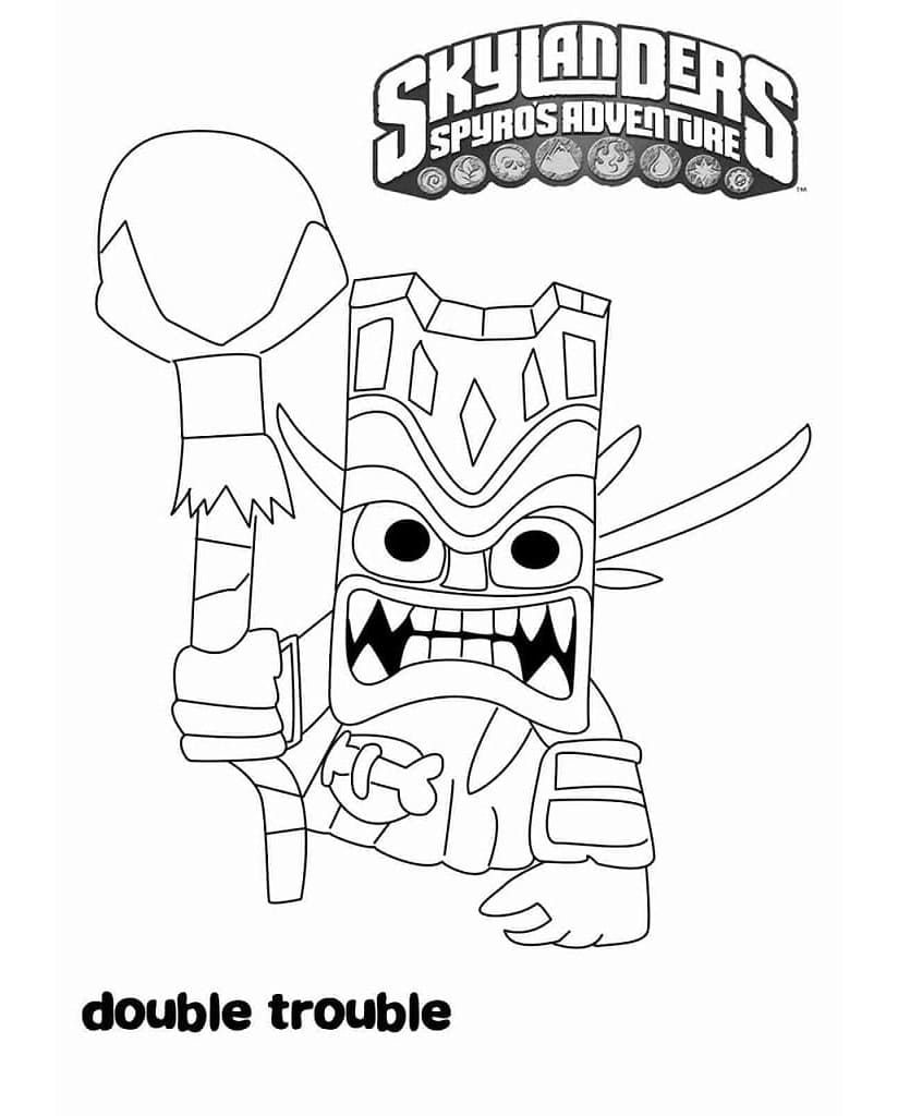 Double Trouble Skylanders Free Printable Coloring Page