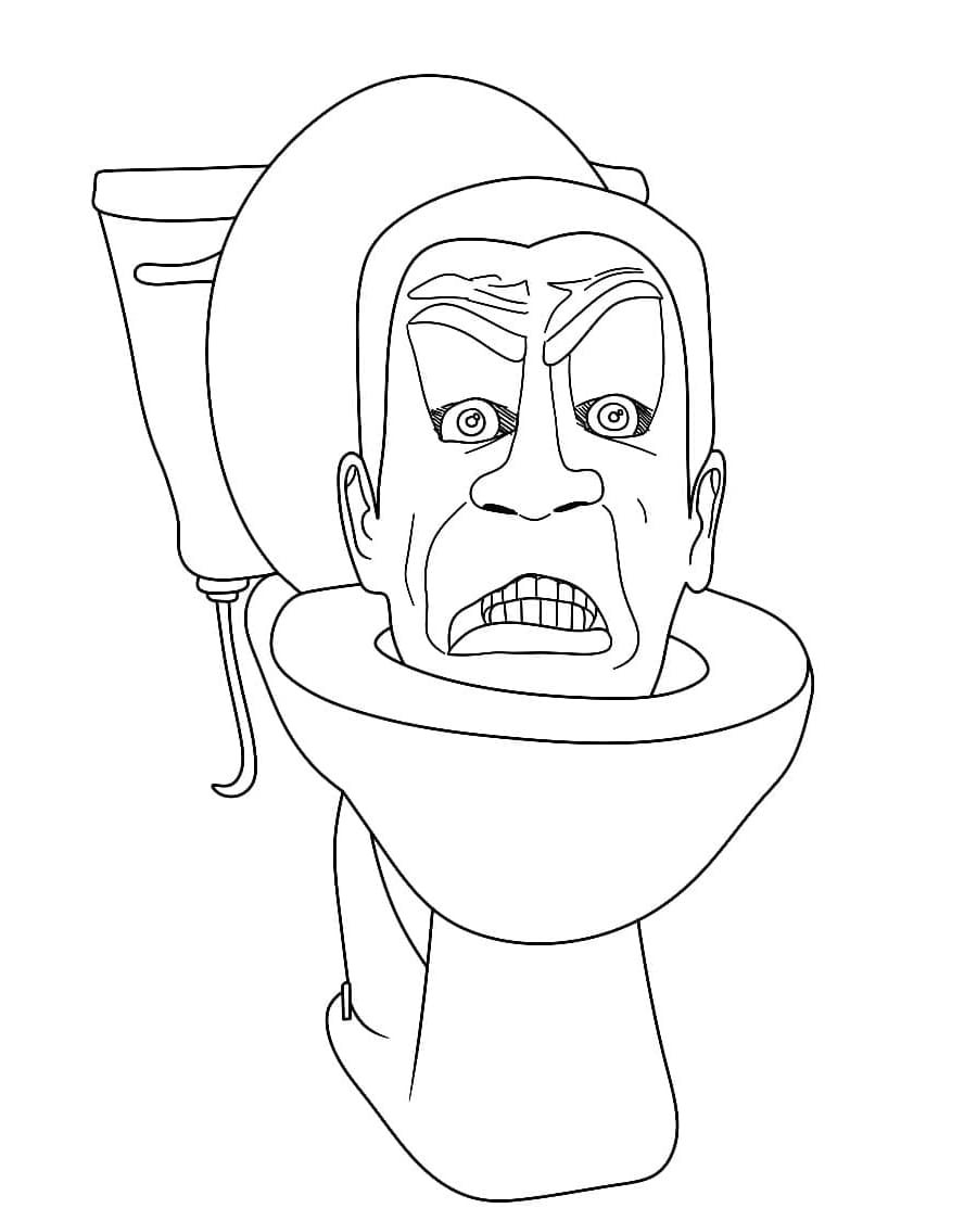 Drawing of Skibidi Toilet Free Coloring Page