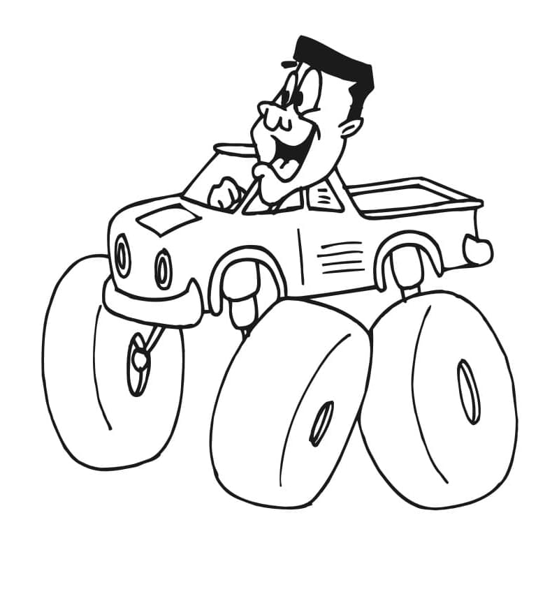 Driving Monster Truck Free Coloring Page