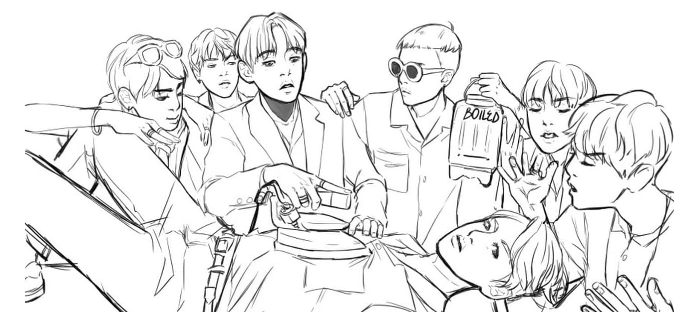 Free BTS Members Coloring Page