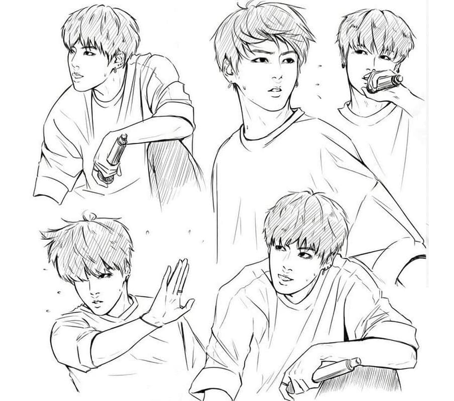 Free For Printable BTS Boys Coloring Page