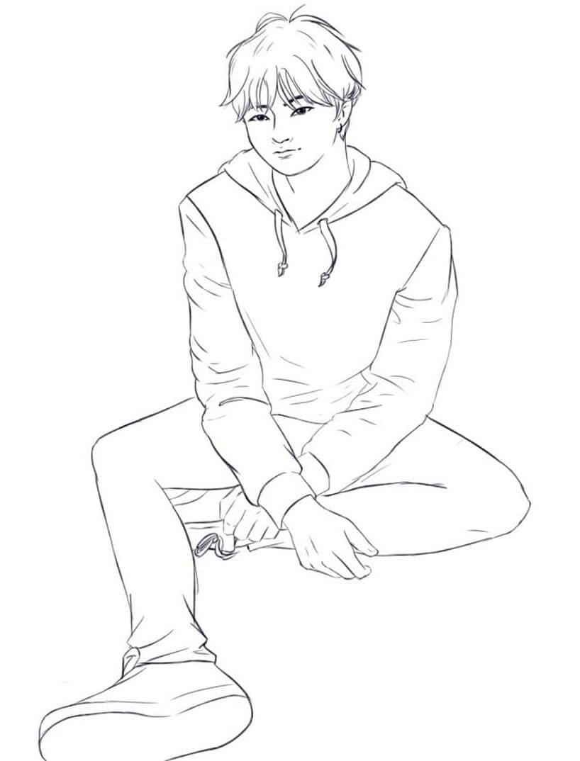 Free Handsome Boy BTS Coloring Page