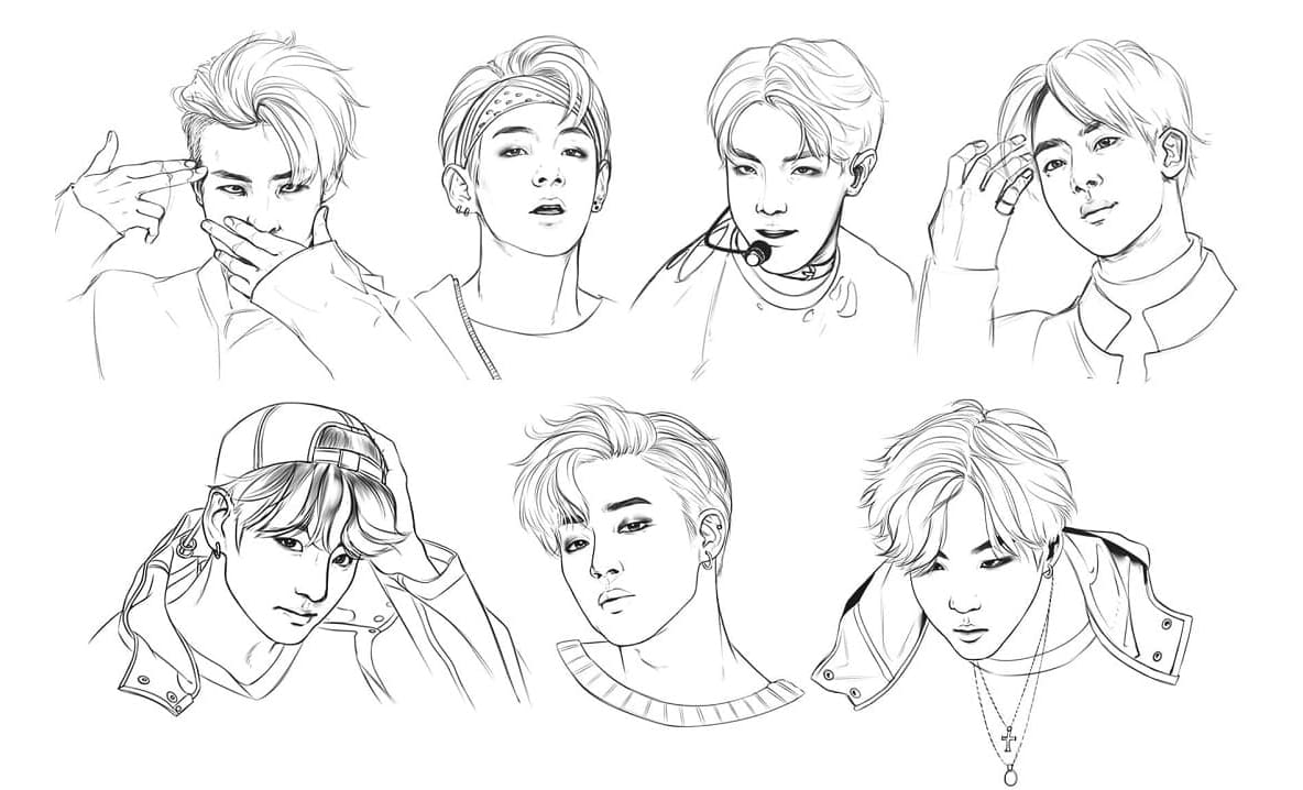 Free Image BTS Boy Band Coloring Page