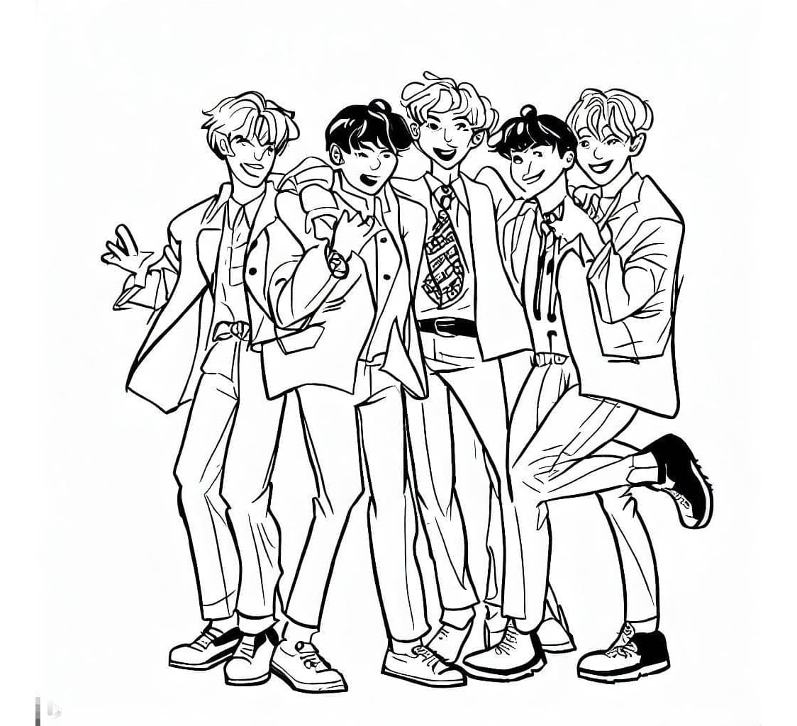 Free Image BTS Happy Coloring Page