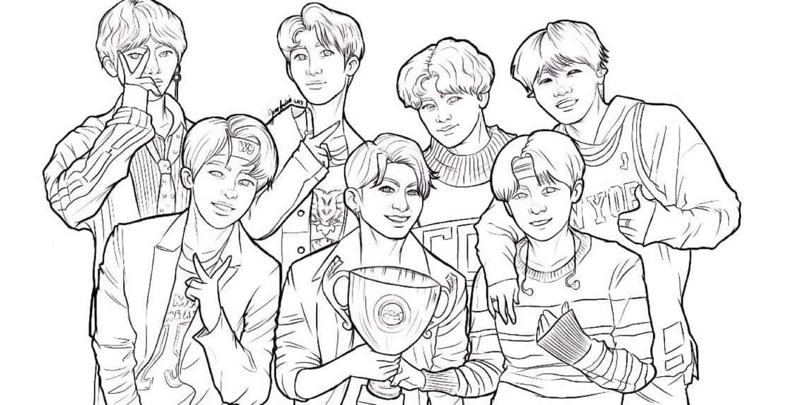 Free Image BTS South Korean Boy Band Coloring Page