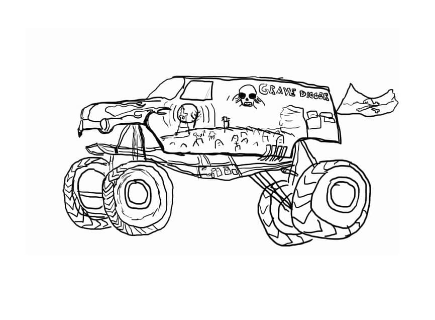 Free Pictrun Monster Truck Coloring Page