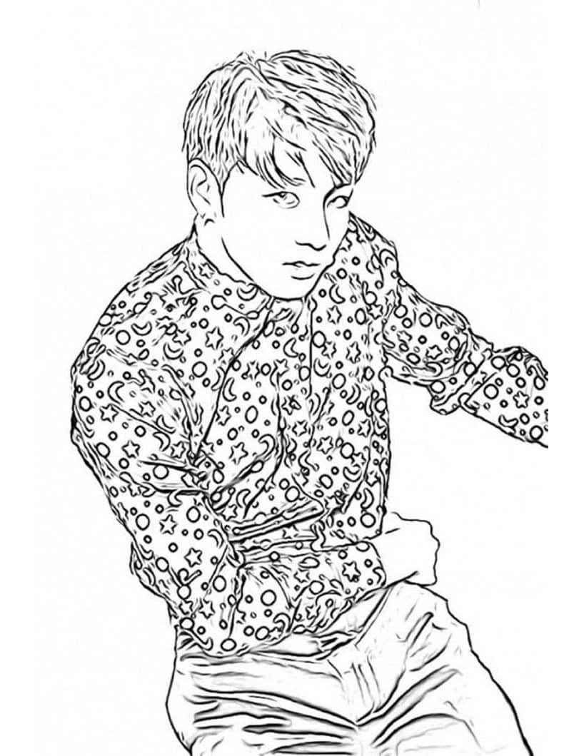 Free Printable BTS Bangtan Boys Coloring Page