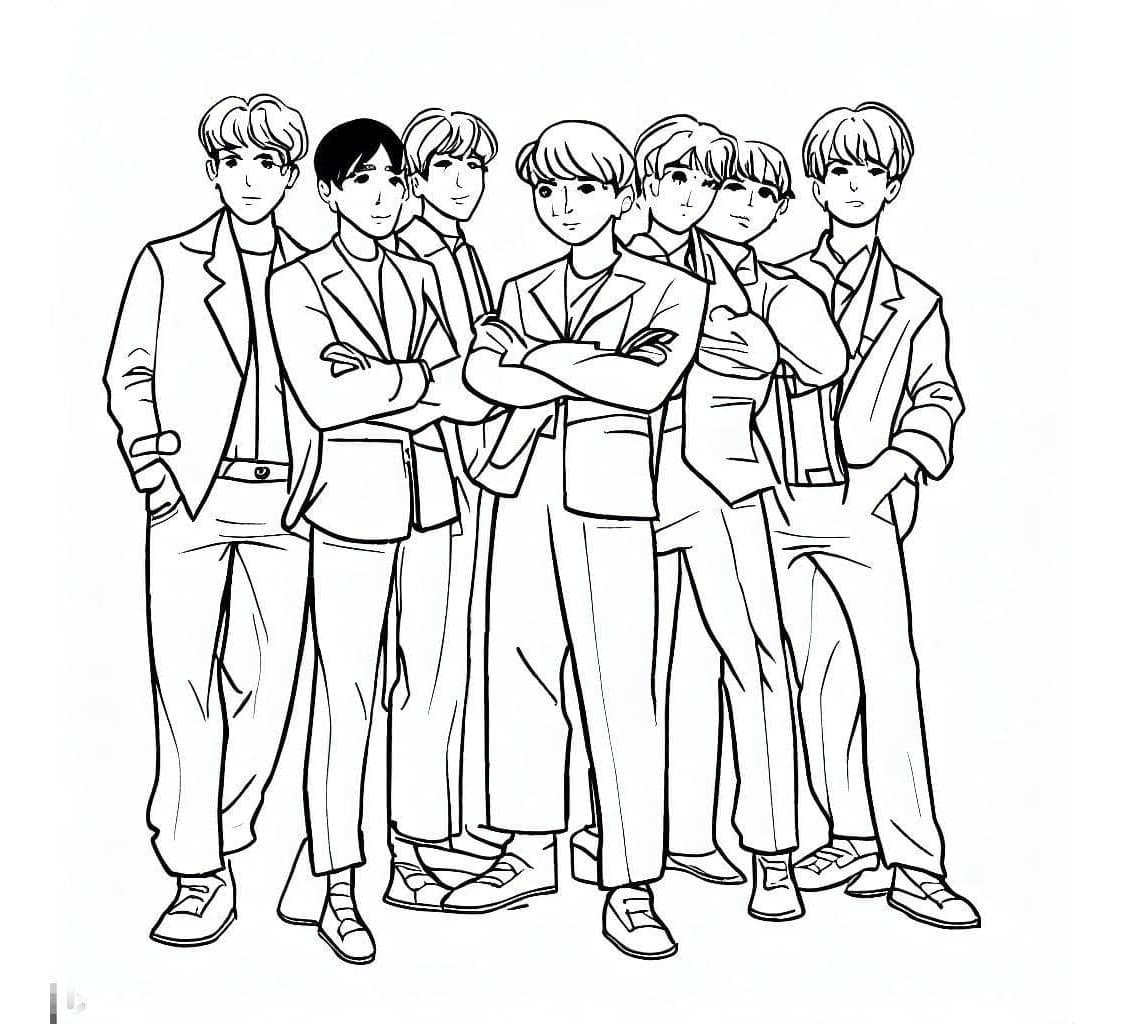 Free Printable For Kids BTS Coloring Page