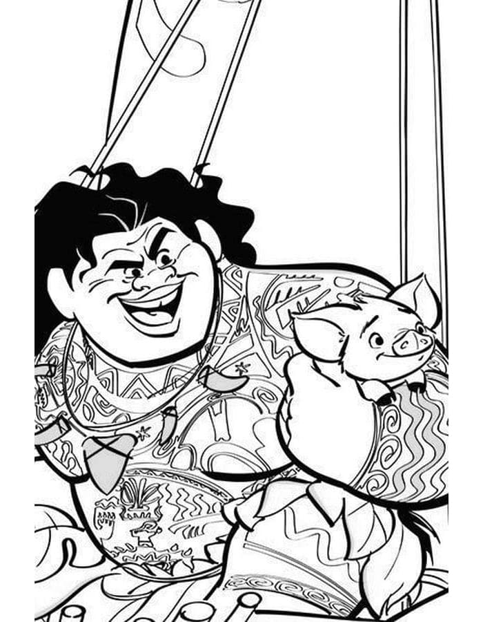 Free Printable Maui and Pua Coloring Page