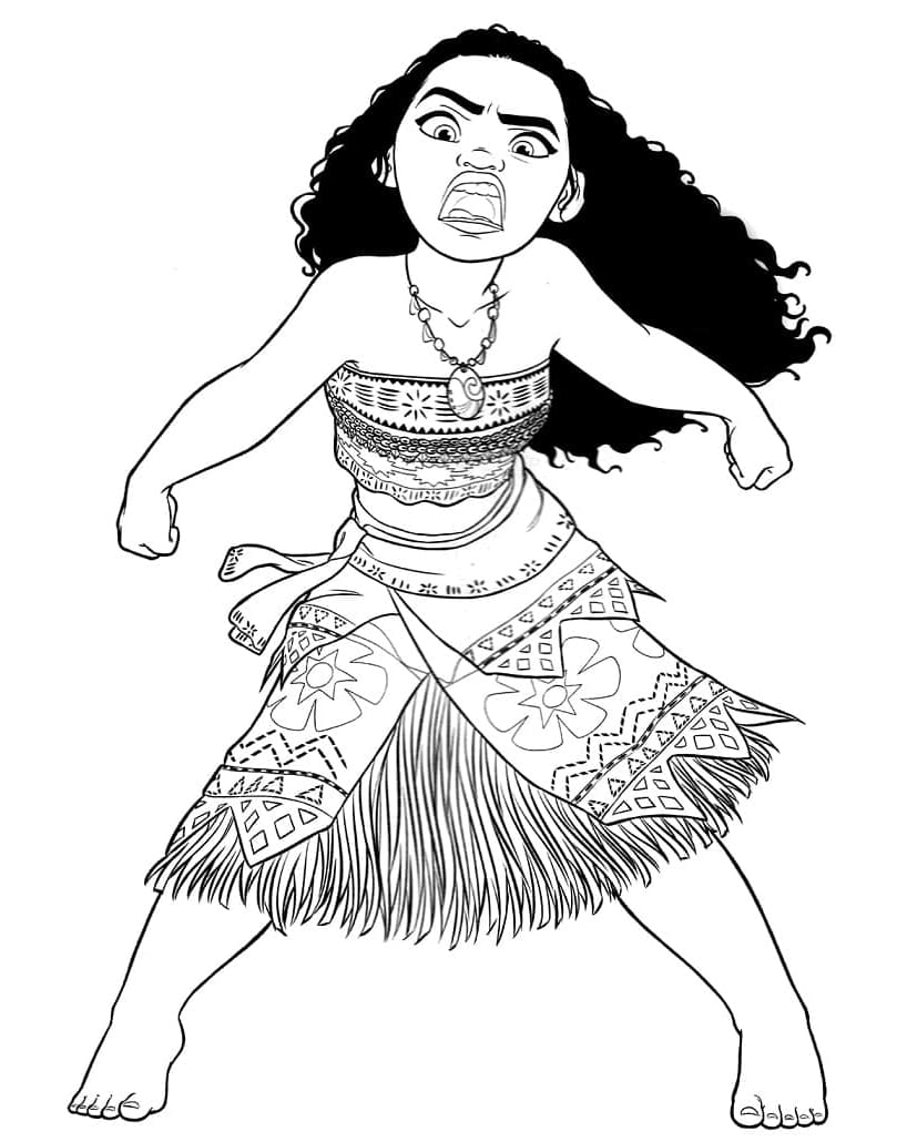 Free Printable Moana Angry Coloring Page