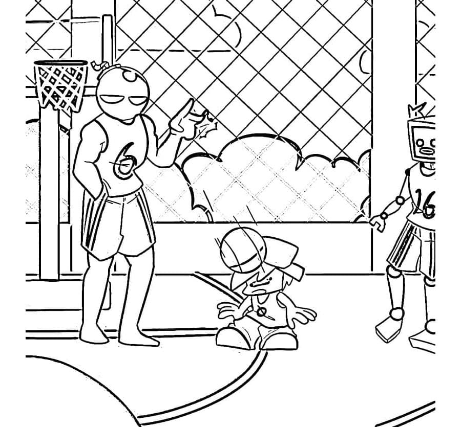 Friday Night Funkin Basketball Slamming Beats Coloring Page